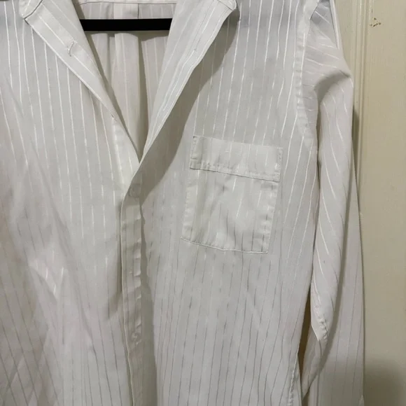 White Button Up Striped Shirt - Picture 3 of 8